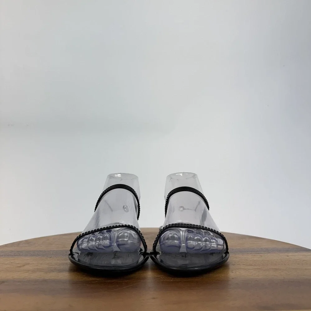 Womens Stuart Weitzman Sawyer Slide Black Jelly Casual Sandals Shoe Size 7 M GUC